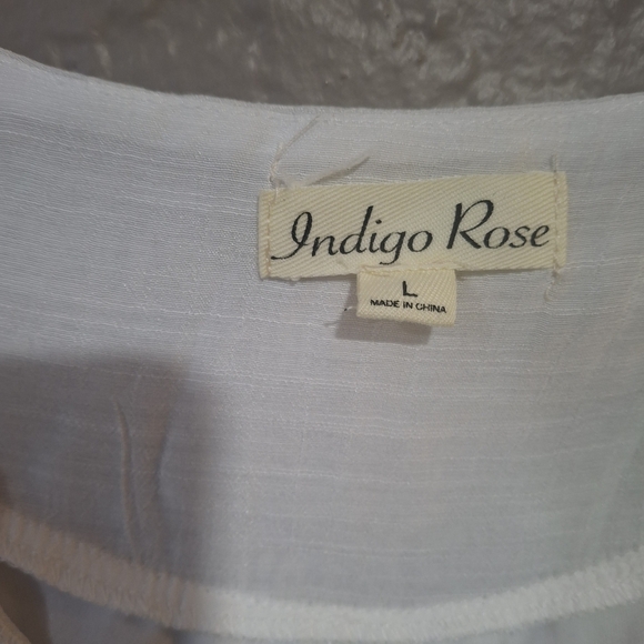 Indigo Rose Women  White Midi Dress with Tie Front and Relaxed Fit - Picture 3 of 9